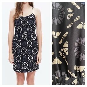 Madewell Silk Black Batik Grid Starview Cami Dress